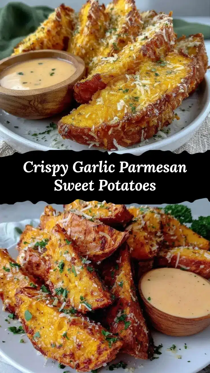 baked garlic parmesan sweet potatoes recipe