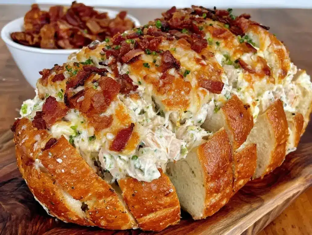 chicken bacon ranch stuffed bread - featured image