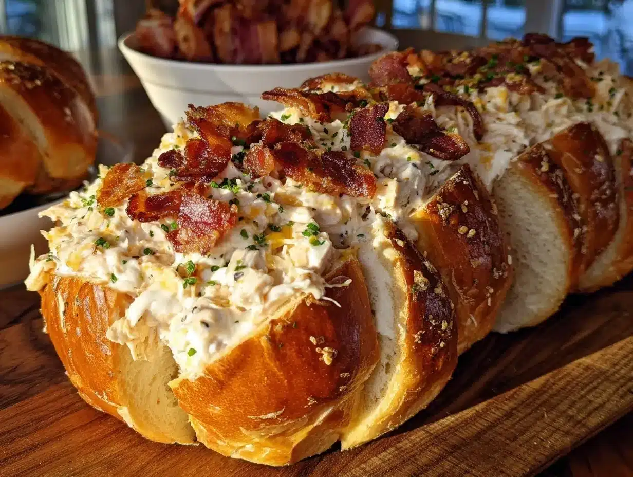 chicken bacon ranch stuffed bread preparation steps