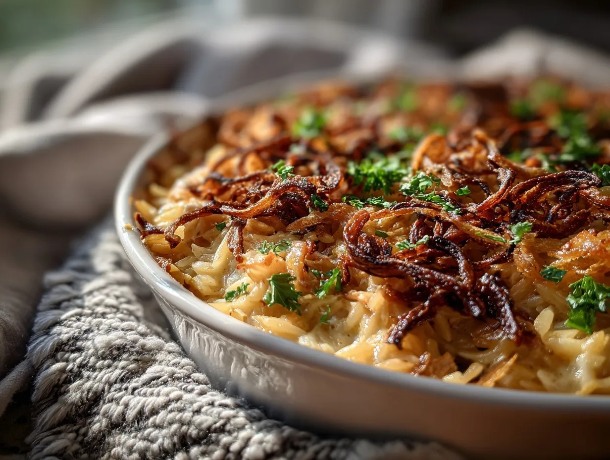 French Onion Orzo Bake preparation steps