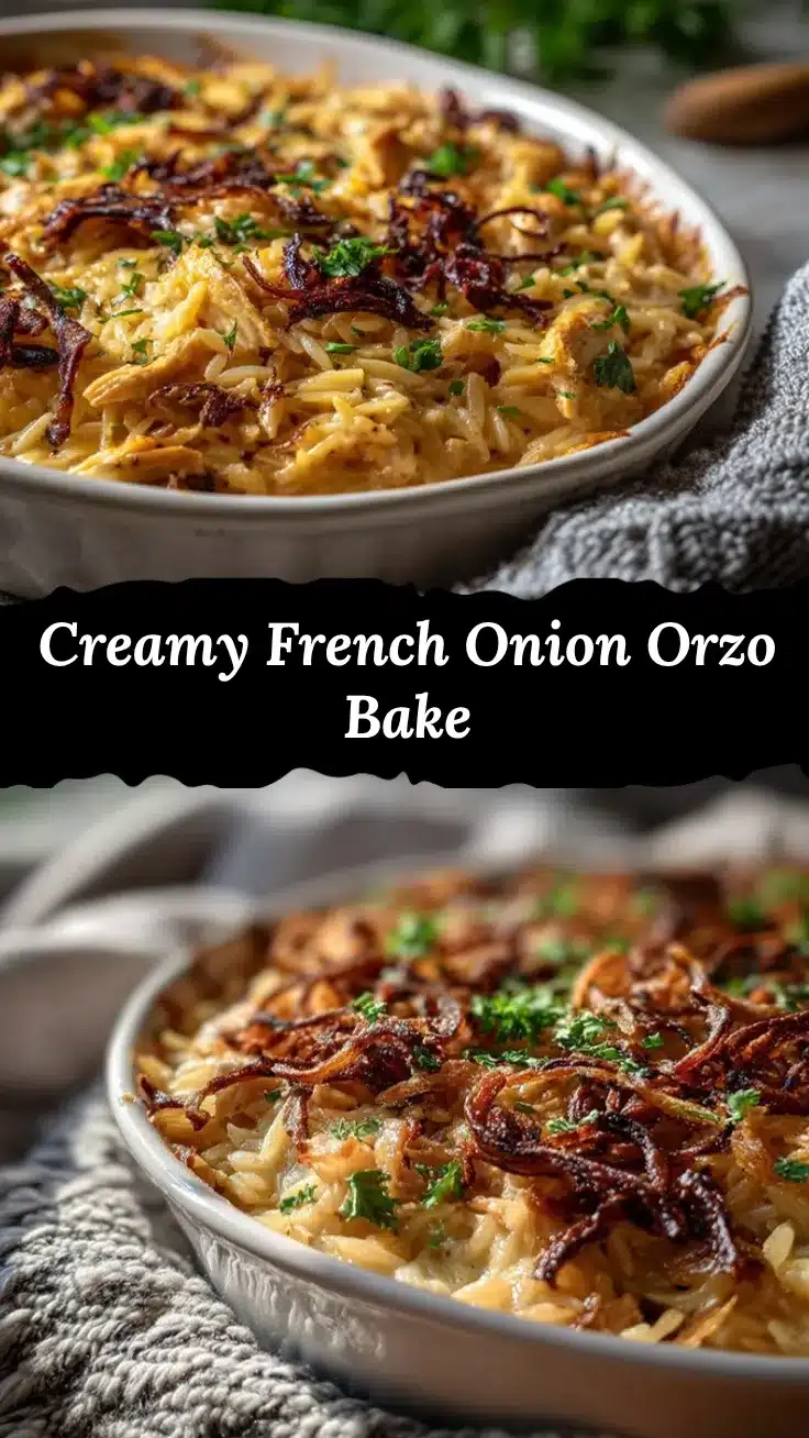French Onion Orzo Bake recipe