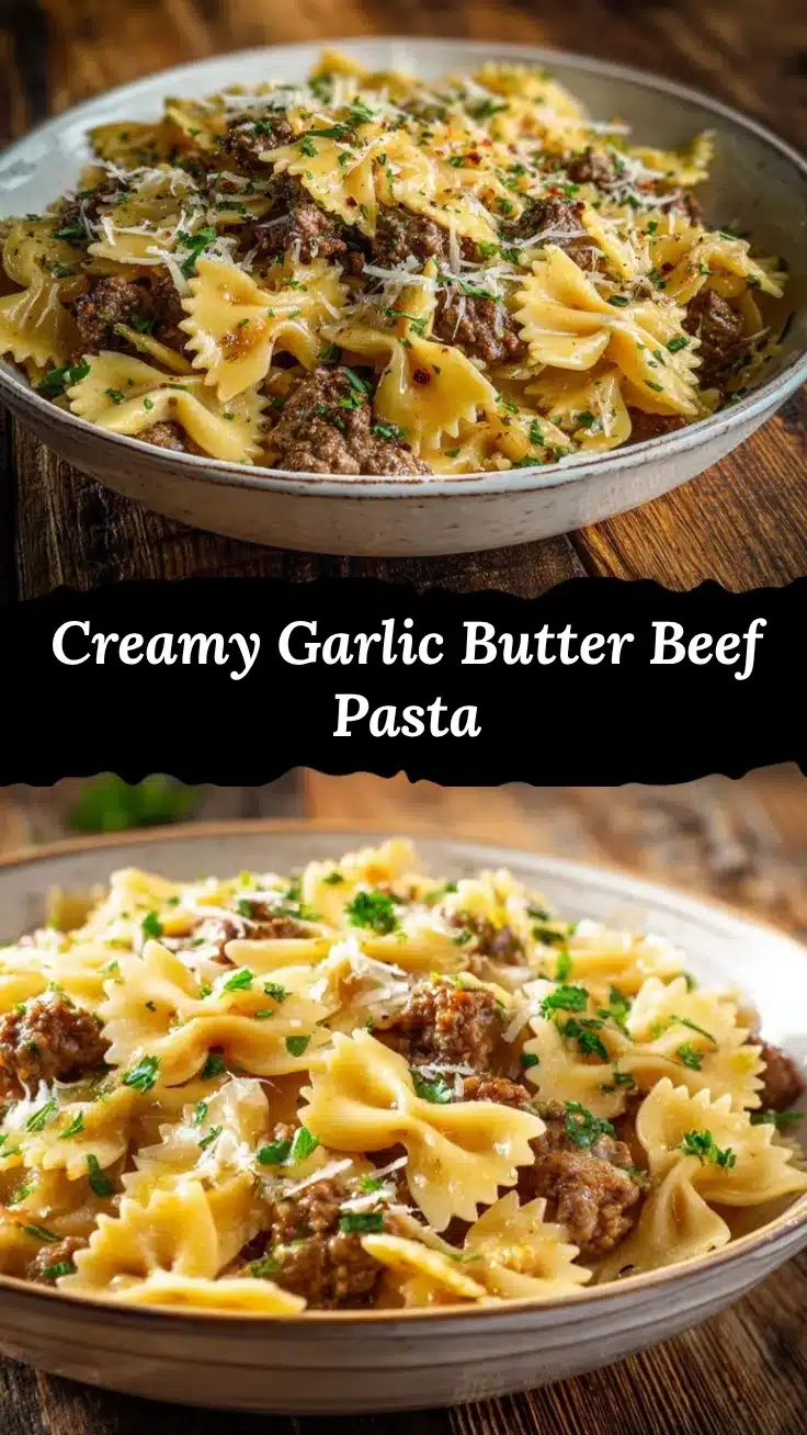 Garlic Butter Beef Bowtie Pasta recipe
