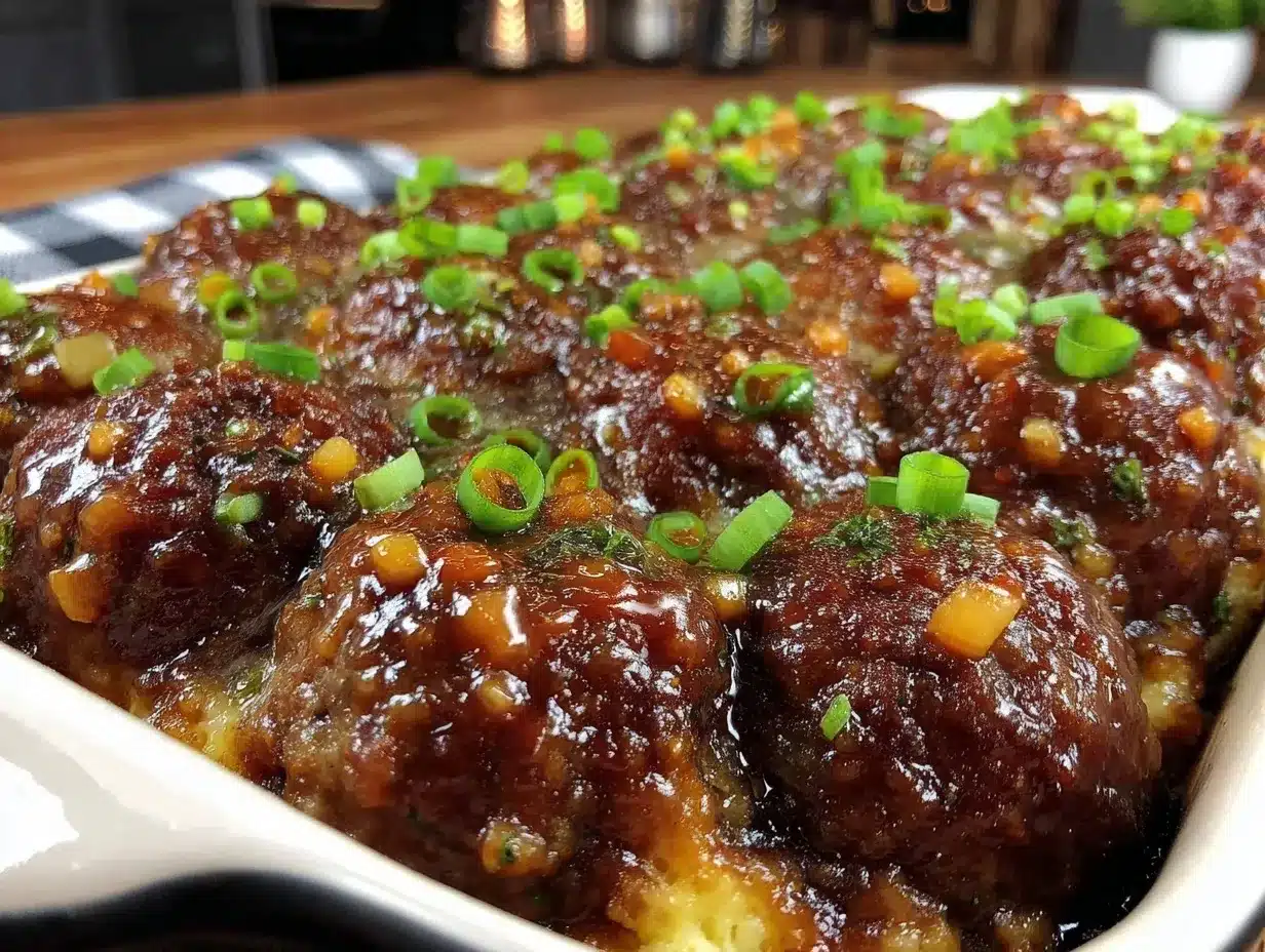 honey garlic meatball rice bake preparation steps