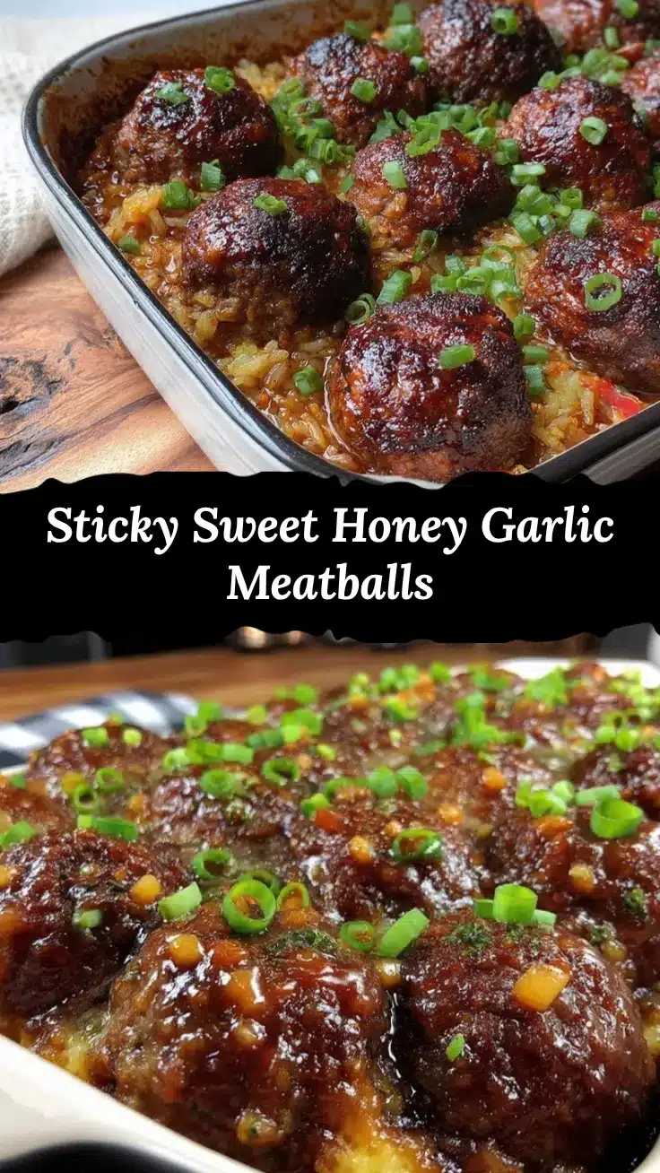 honey garlic meatball rice bake recipe