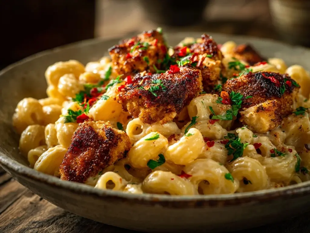 Honey Pepper Chicken Mac and Cheese - featured image