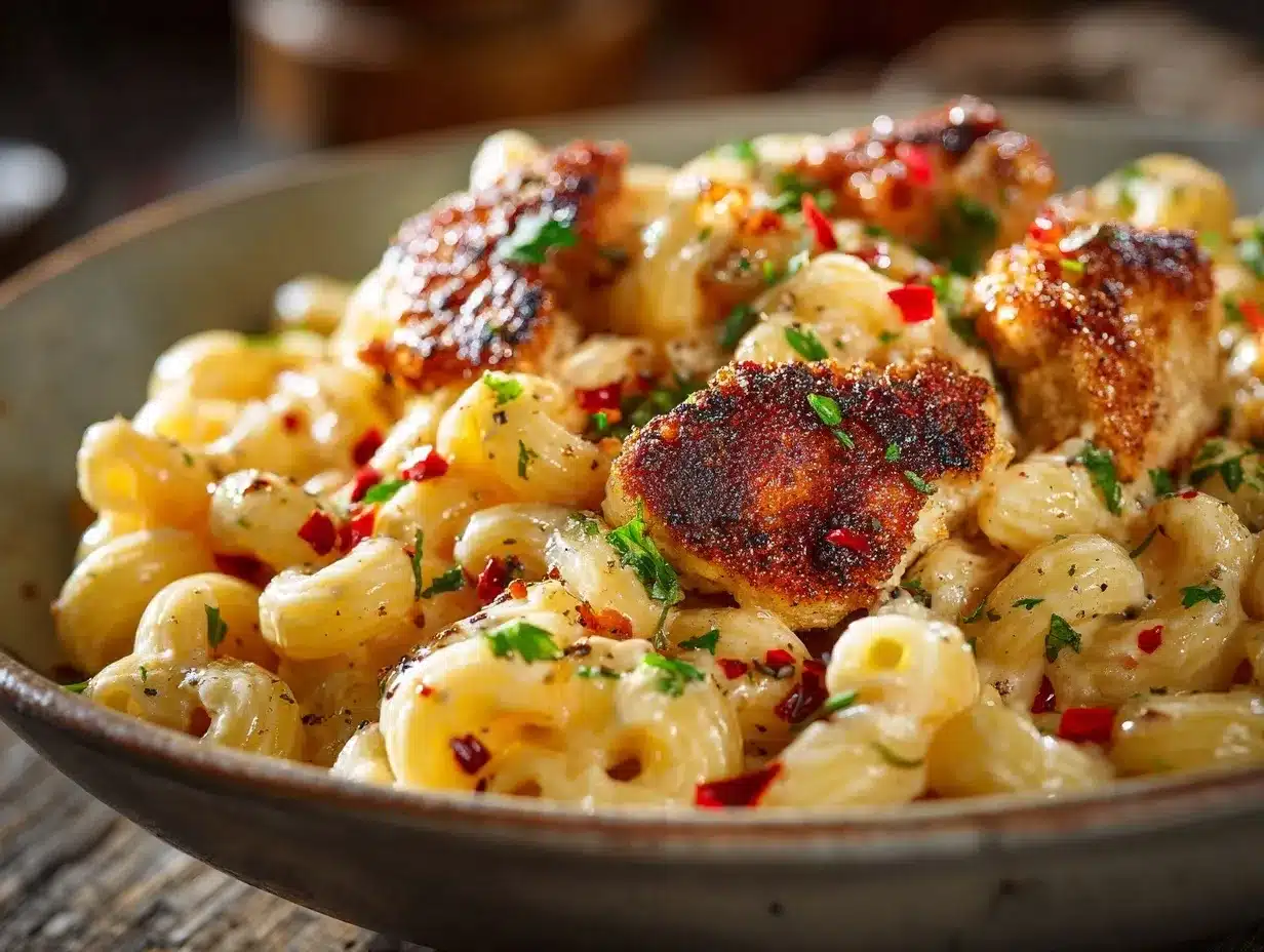 Honey Pepper Chicken Mac and Cheese preparation steps