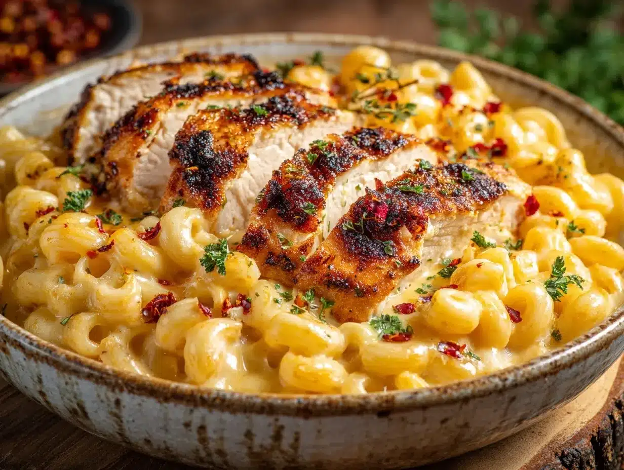 Honey Pepper Chicken Mac and Cheese preparation steps