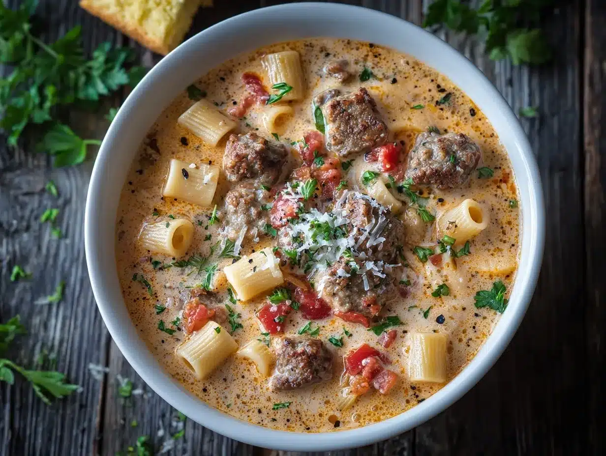 Parmesan Italian Beef Sausage Soup preparation steps