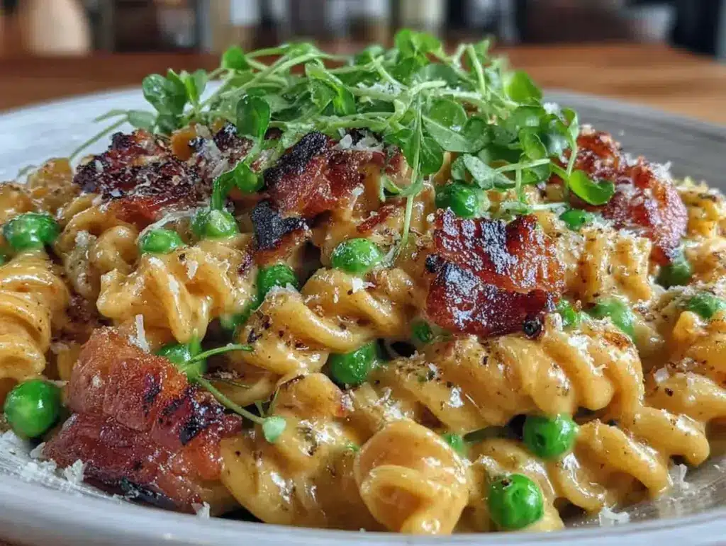 pasta with peas and pancetta - featured image