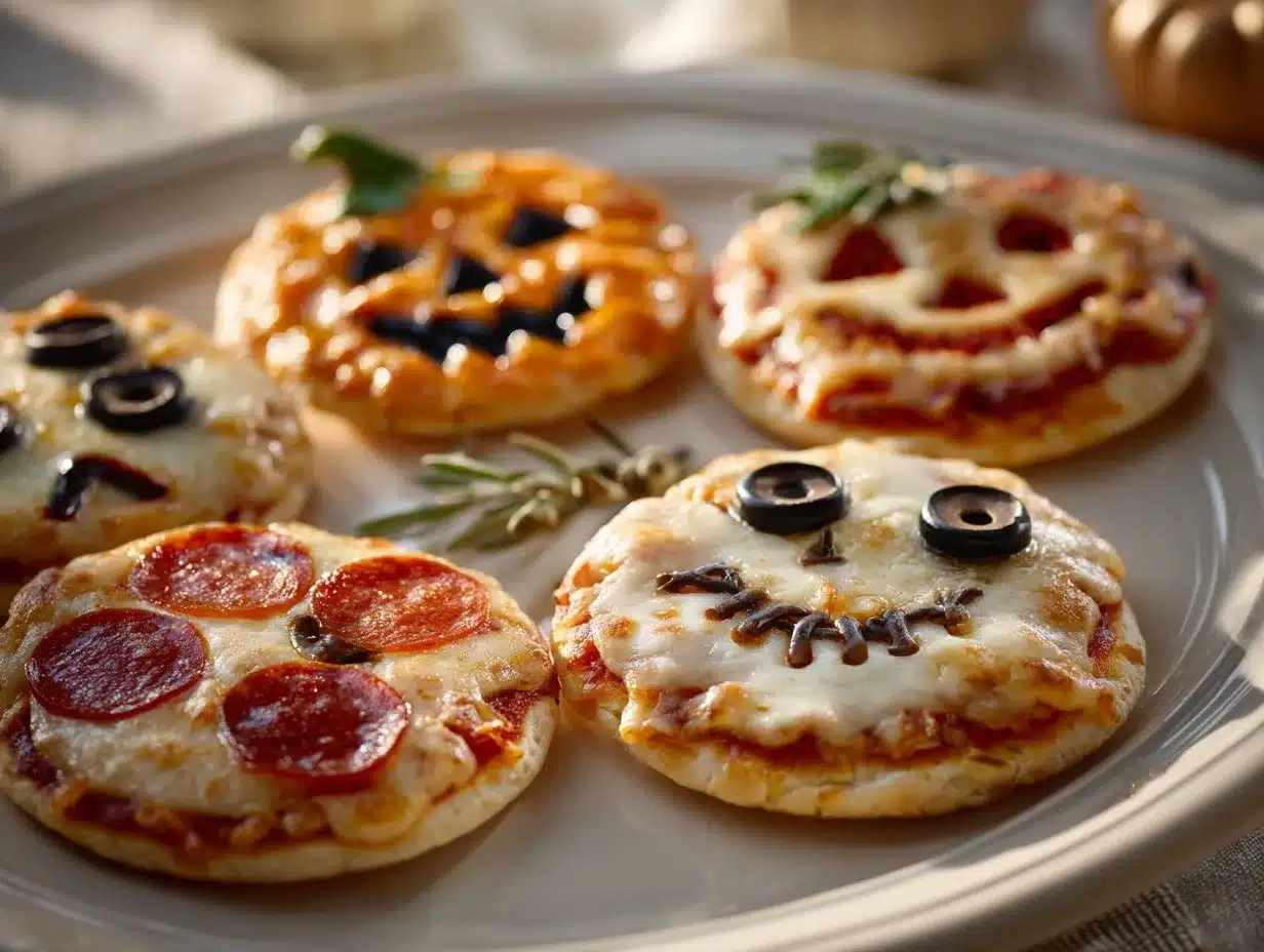 Spooky Halloween Mini Pizzas preparation steps