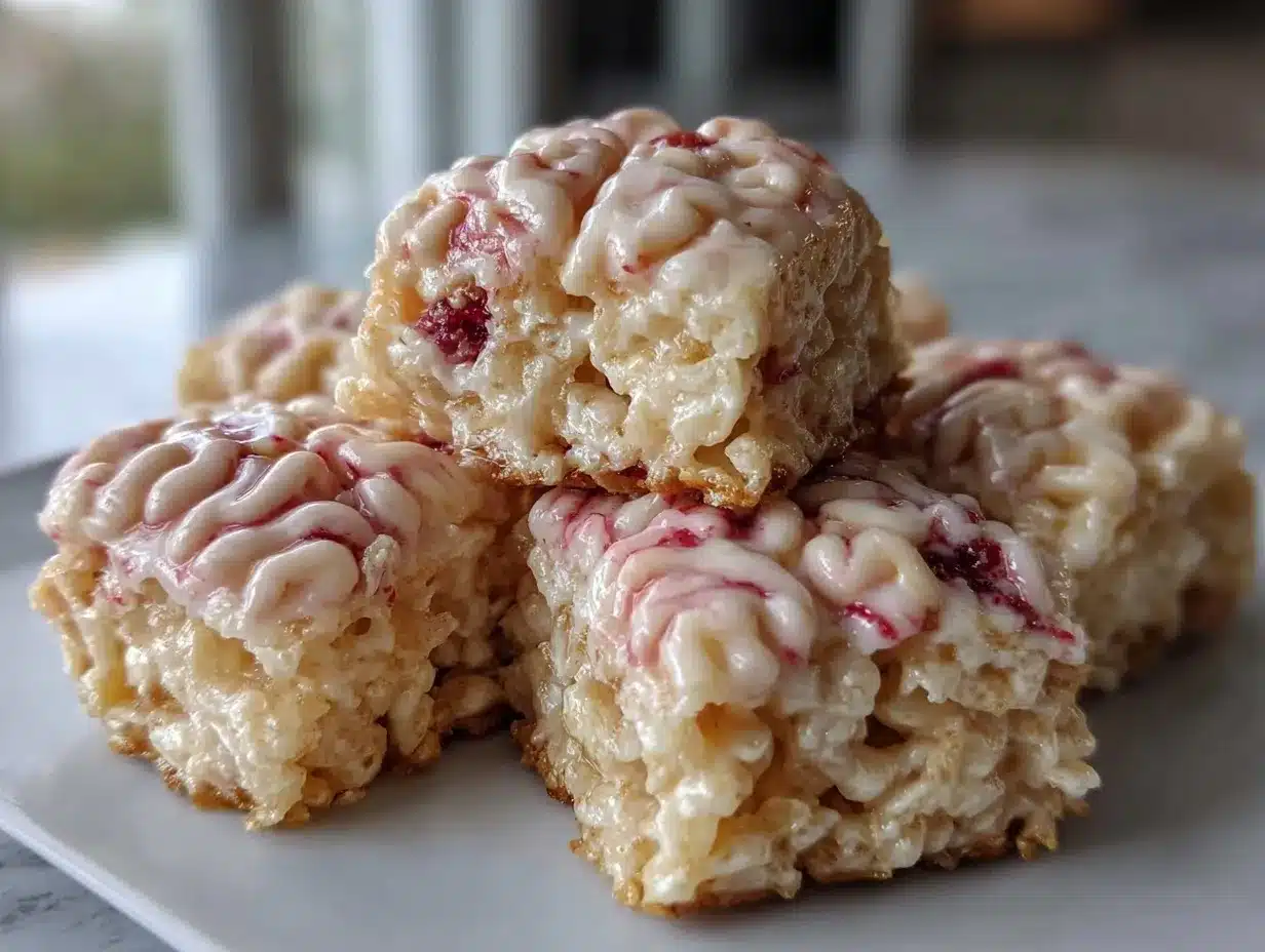 Spooky Marshmallow Rice Krispies Brains preparation steps