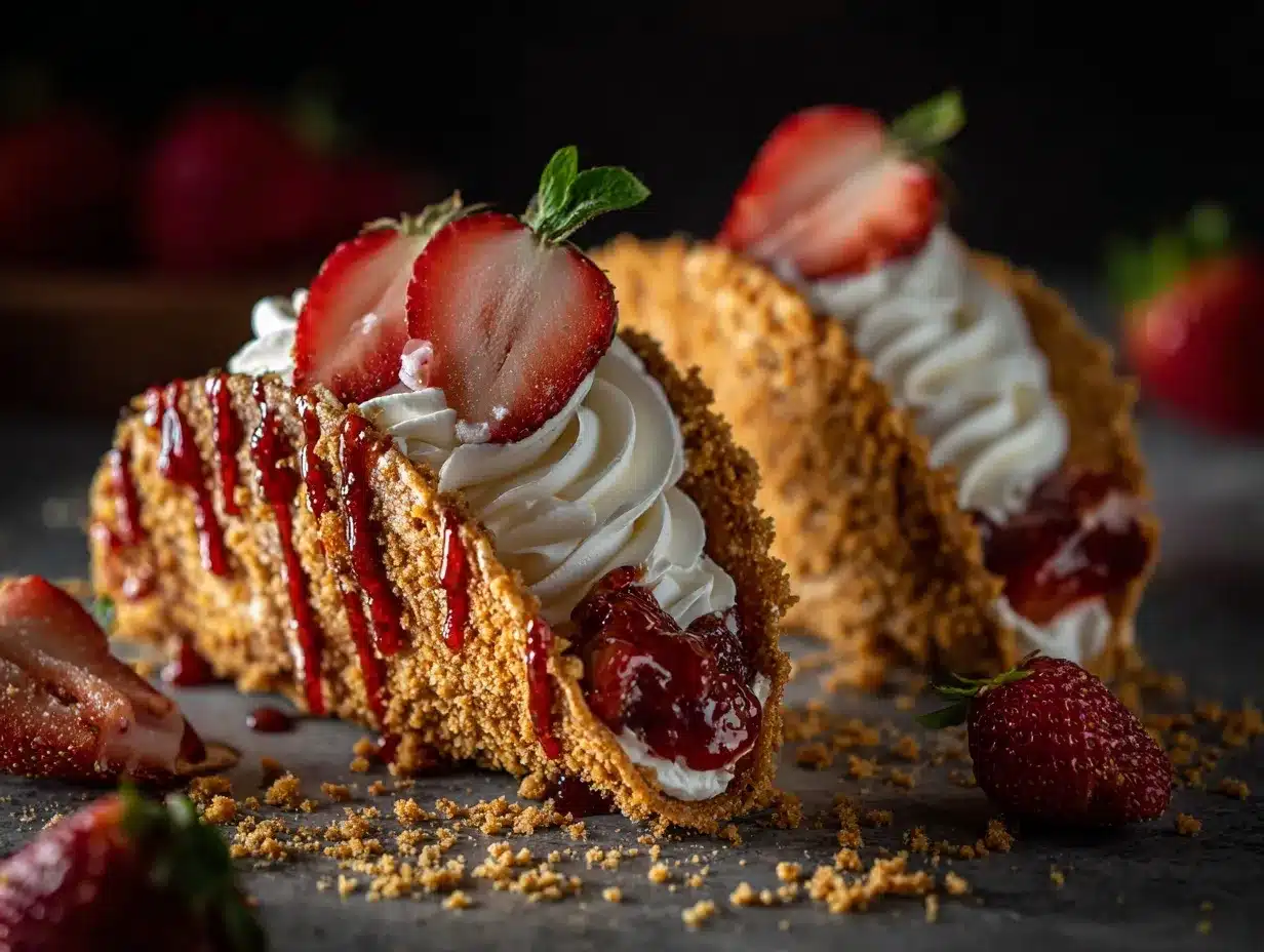 Strawberry Crunch Cheesecake Tacos preparation steps
