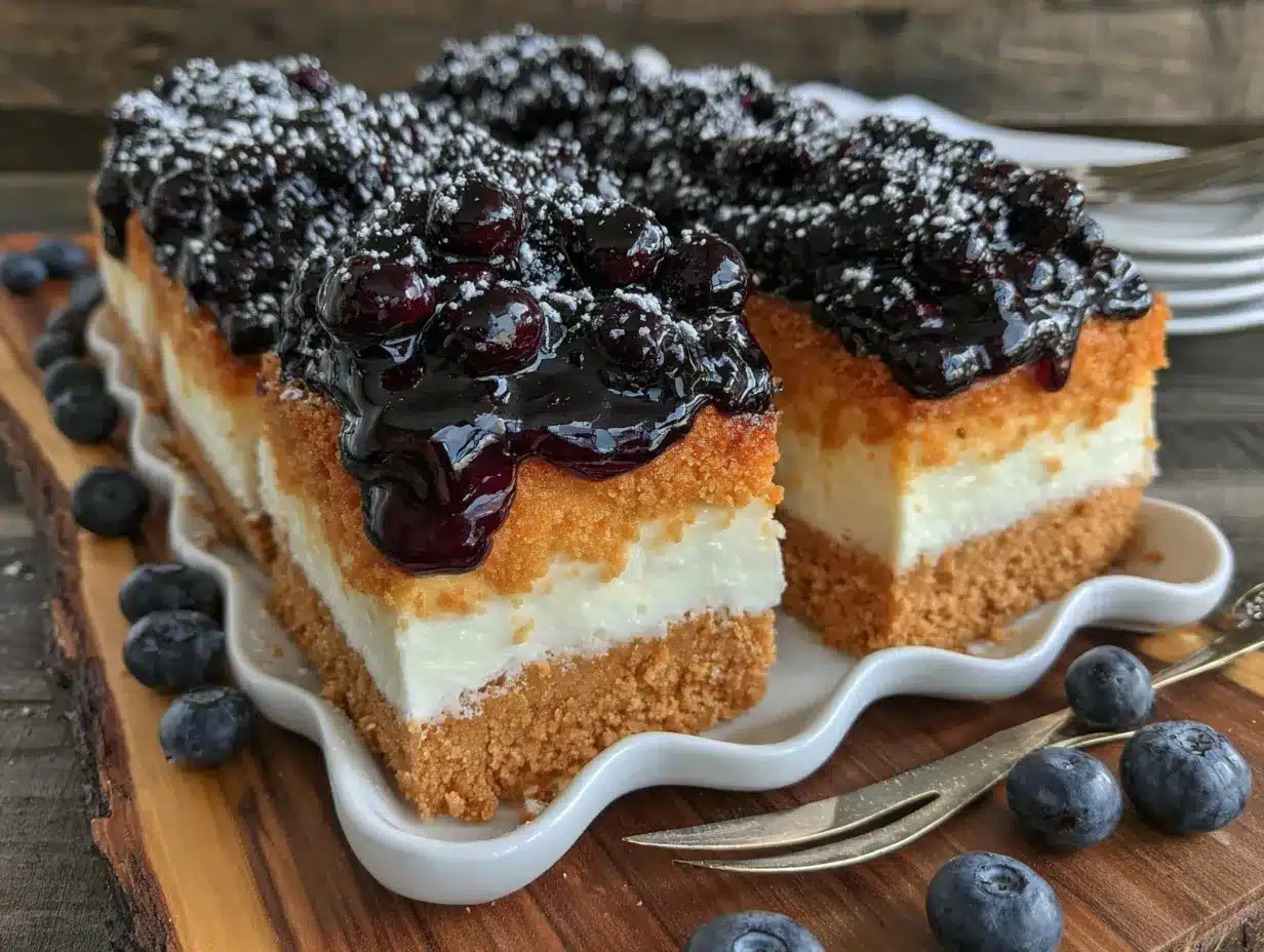 blueberry cobbler cheesecake bars preparation steps