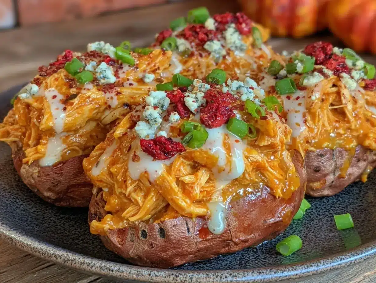 buffalo chicken loaded sweet potatoes preparation steps