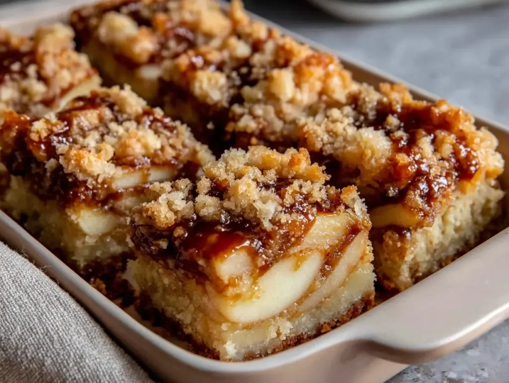 caramel apple crumble bars - featured image