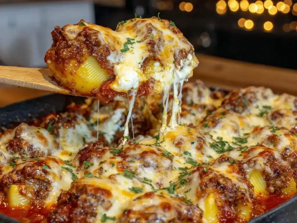 cheesy sausage ricotta stuffed shells - featured image