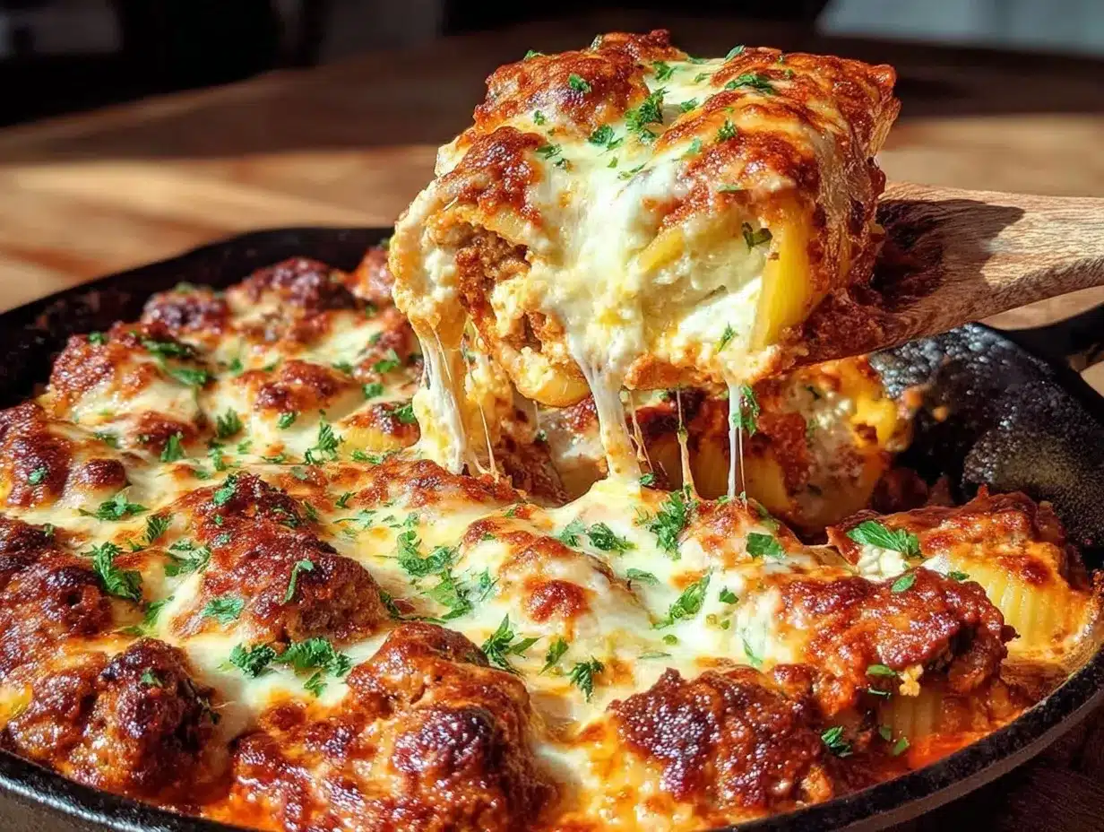 cheesy sausage ricotta stuffed shells preparation steps