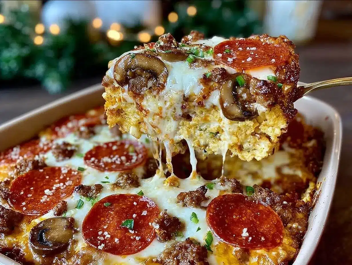 Cheesy Supreme Pizza Casserole preparation steps