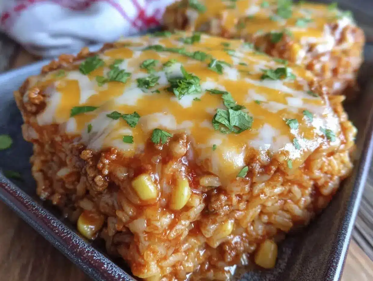 Cheesy Taco Rice Bake preparation steps