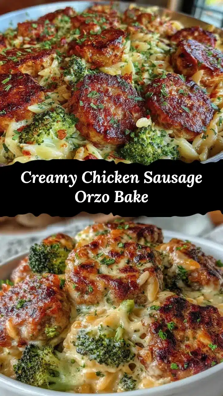 creamy chicken sausage orzo bake recipe