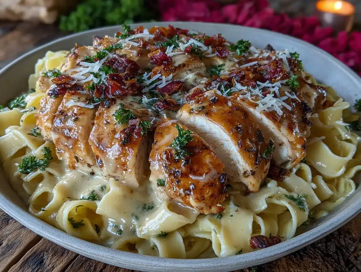 creamy garlic butter chicken pasta preparation steps