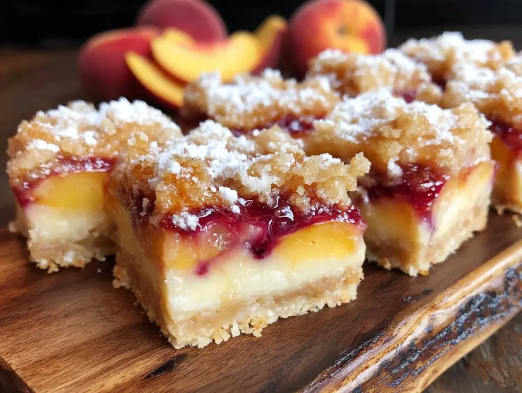 creamy peach bars - featured image