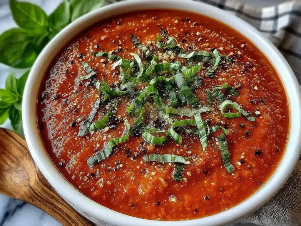 creamy roasted red pepper soup - featured image