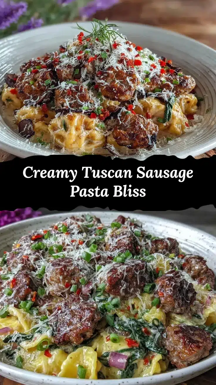 Creamy Tuscan Sausage Pasta Bake recipe