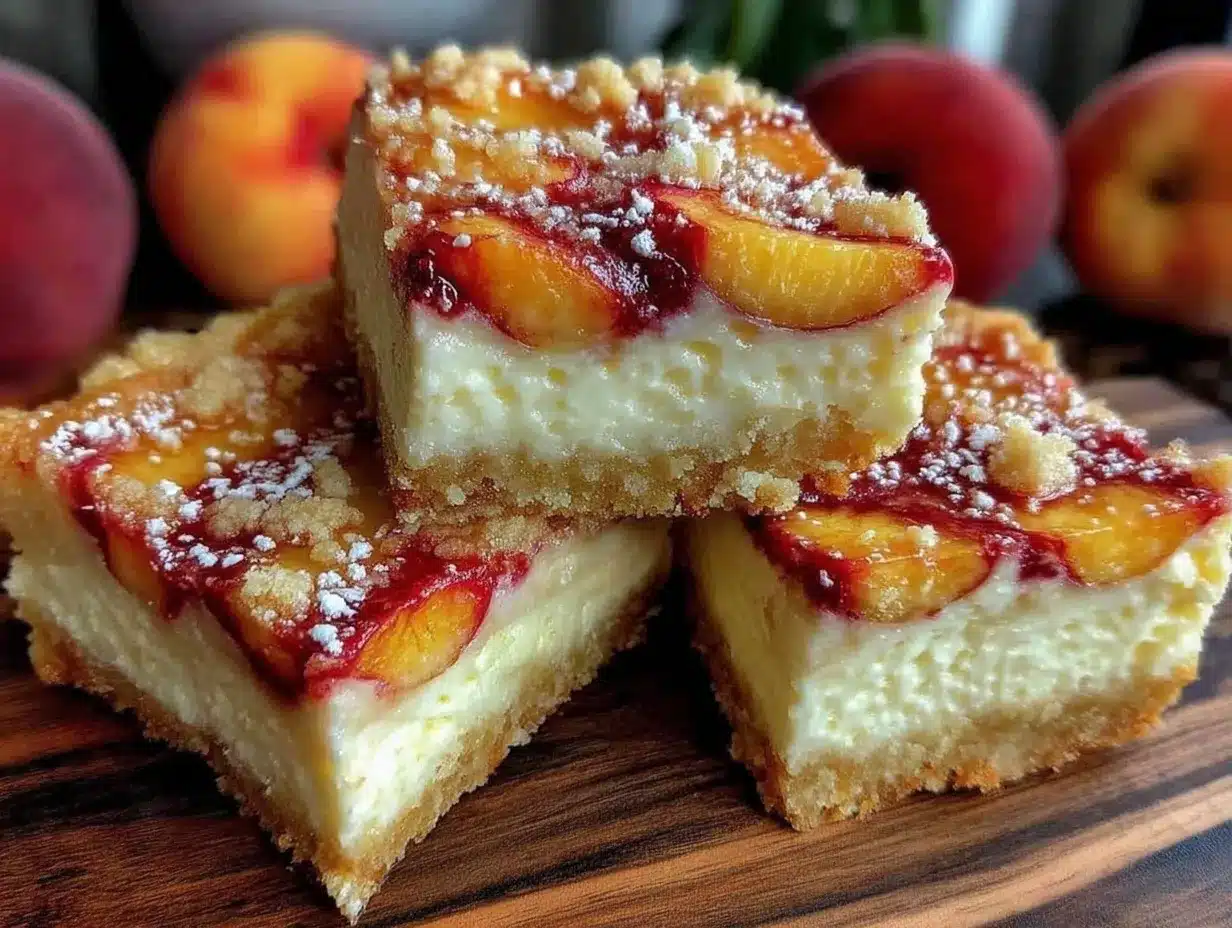 peach cobbler cheesecake bars preparation steps