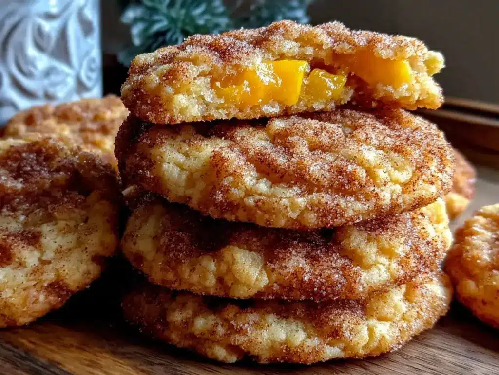 peach cobbler crumble cookies - featured image