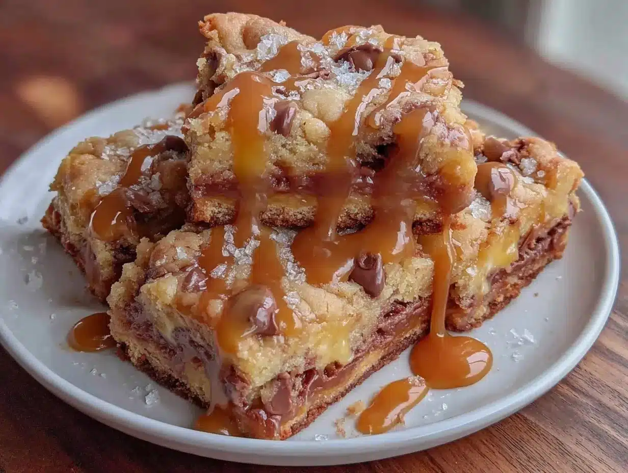 salted caramel cookie bars preparation steps