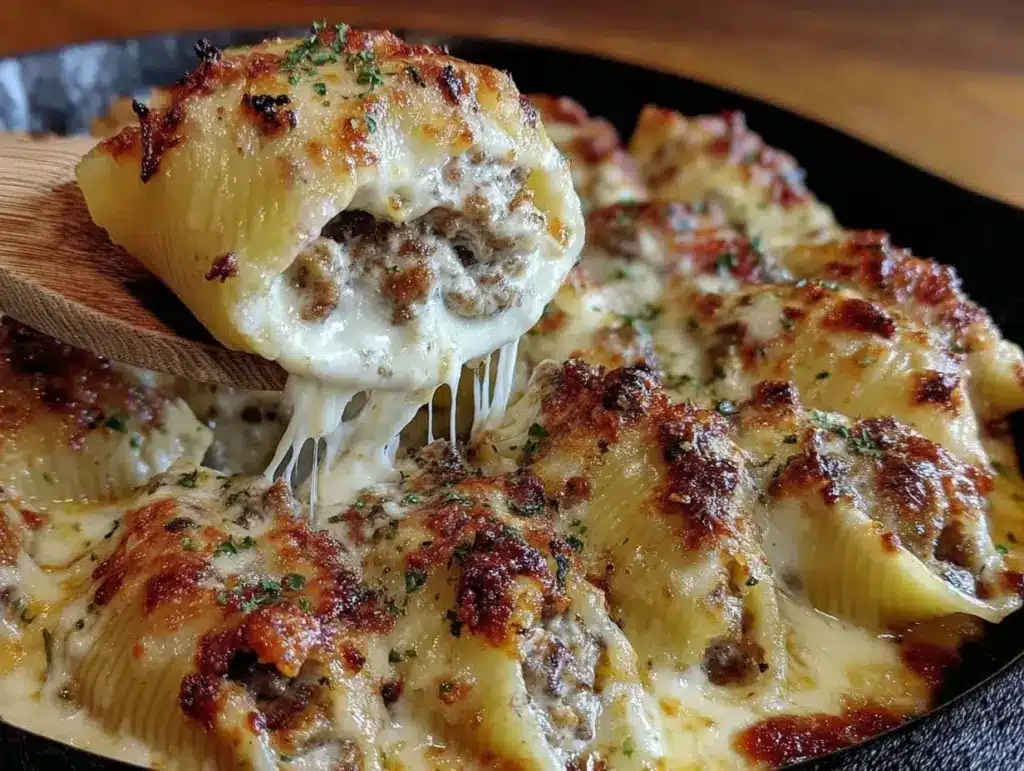 sausage spinach stuffed shells - featured image