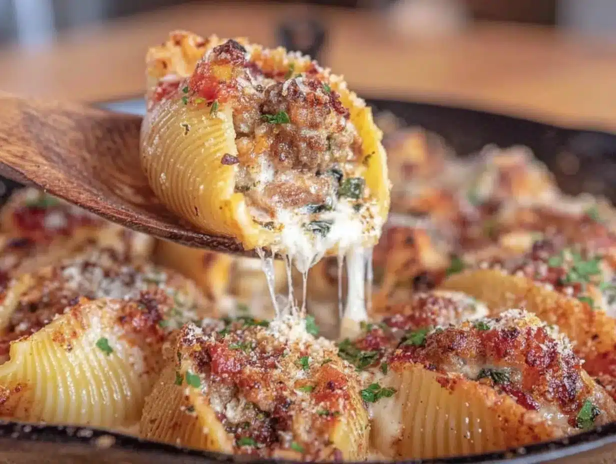 sausage spinach stuffed shells preparation steps