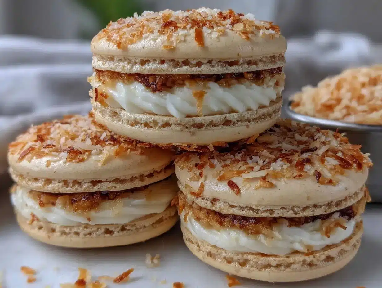 toasted coconut cream macarons preparation steps