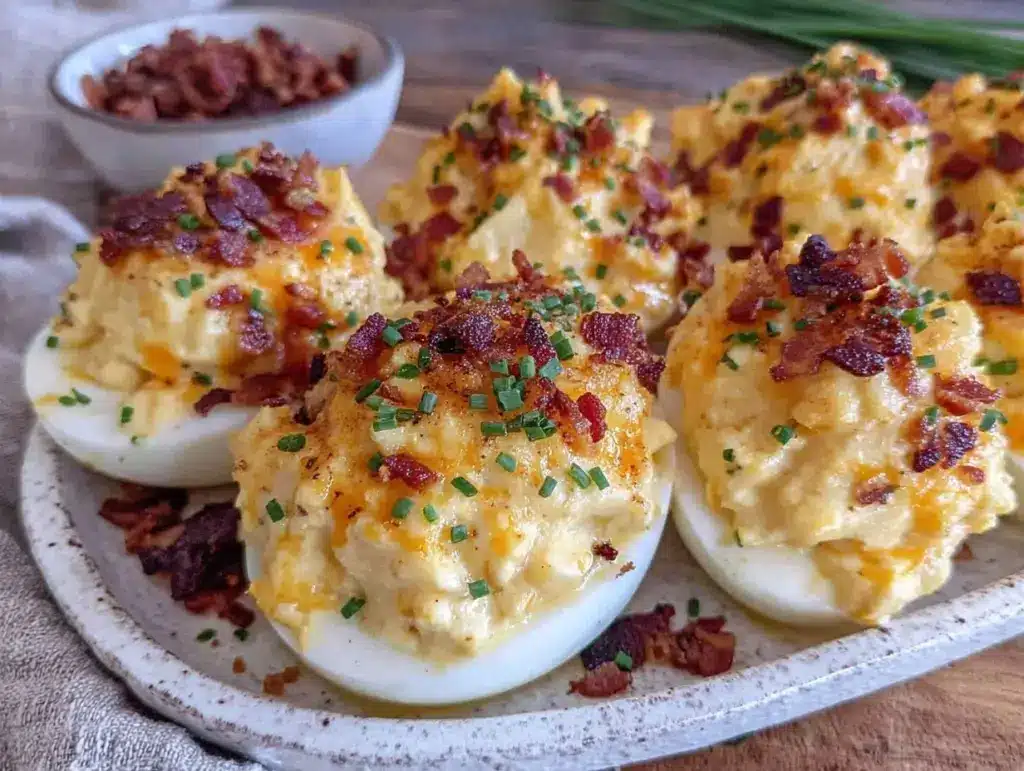 bacon cheddar deviled eggs - featured image