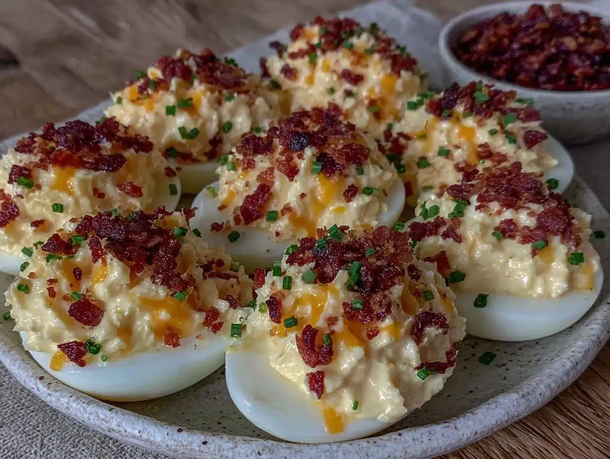 bacon cheddar deviled eggs preparation steps