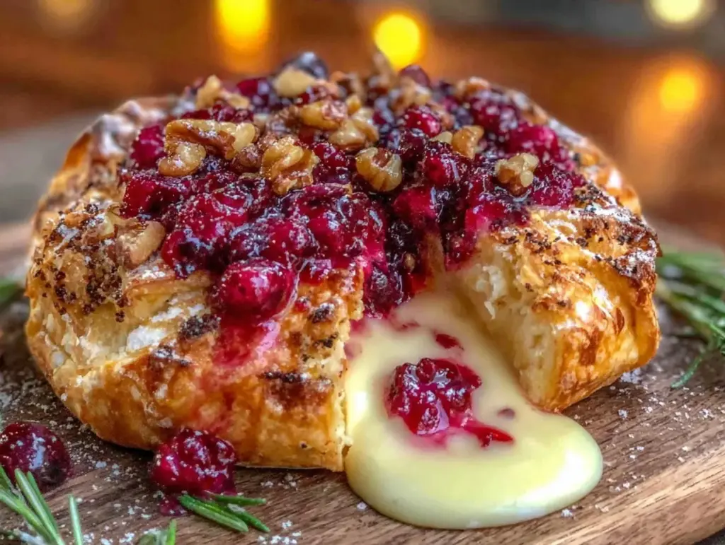 baked brie with cranberry and walnuts - featured image