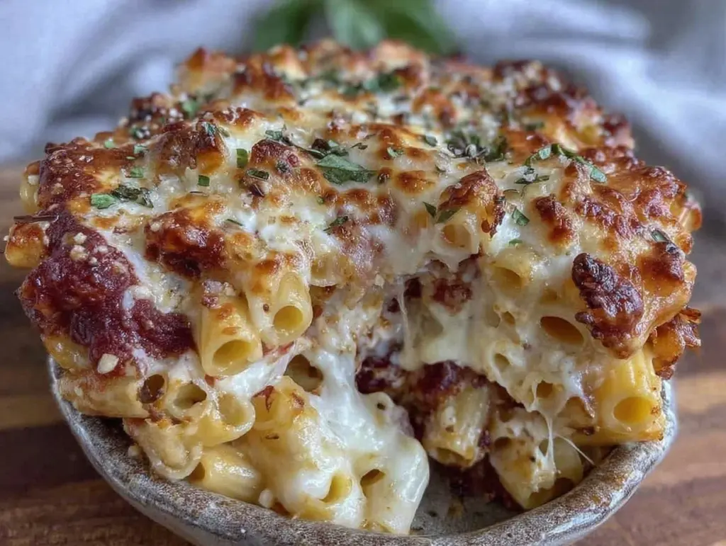 baked ziti with three cheeses - featured image