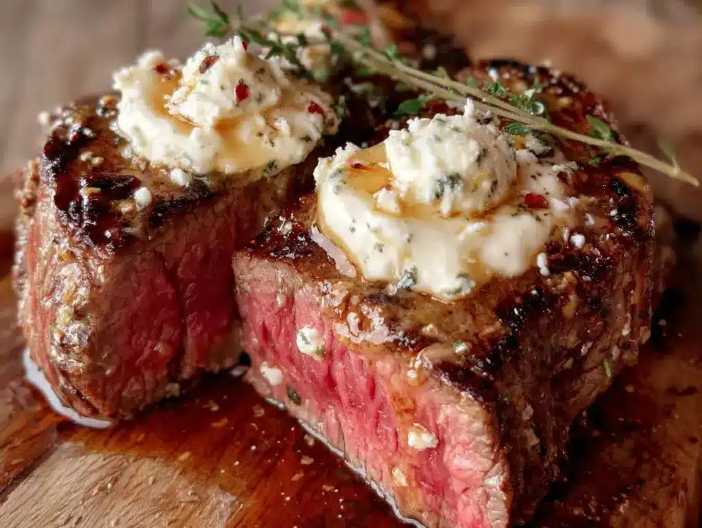 beef tenderloin with blue cheese butter - featured image
