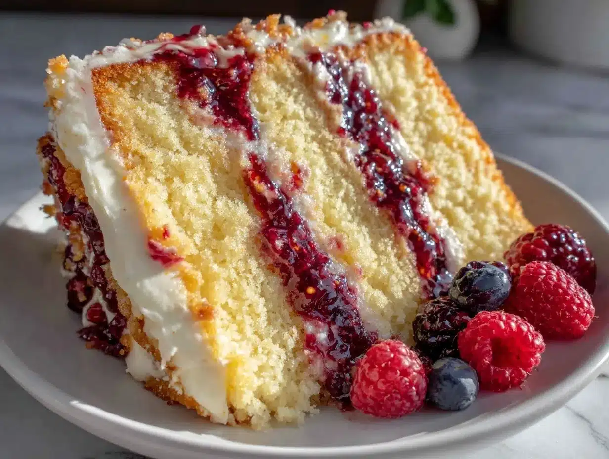 champagne cake with berry filling preparation steps