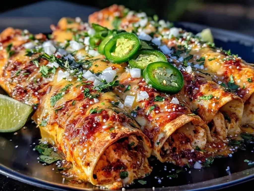chicken enchiladas with creamy green sauce - featured image