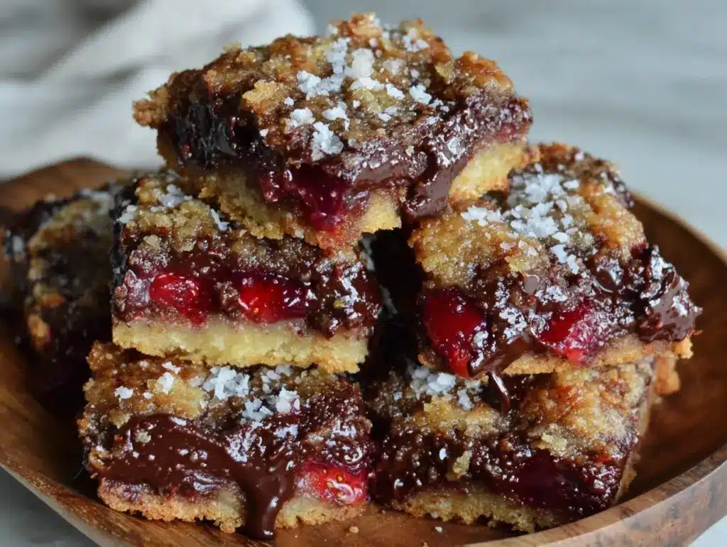 chocolate-covered strawberry crumble bars - featured image