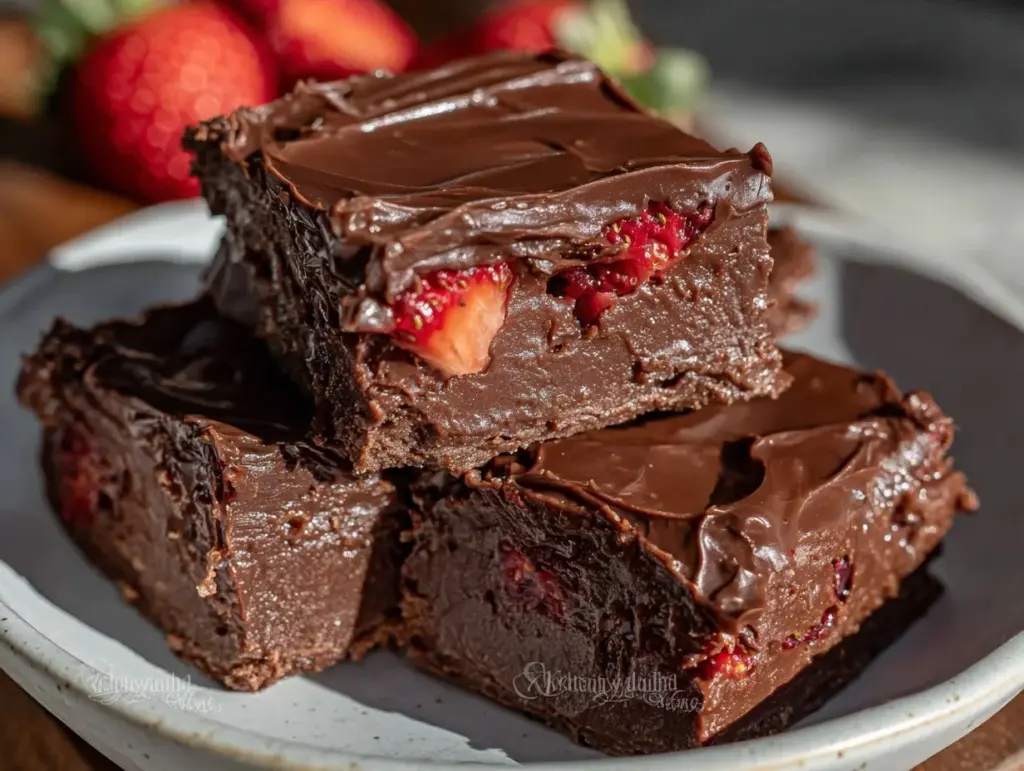chocolate-covered strawberry fudge bars - featured image