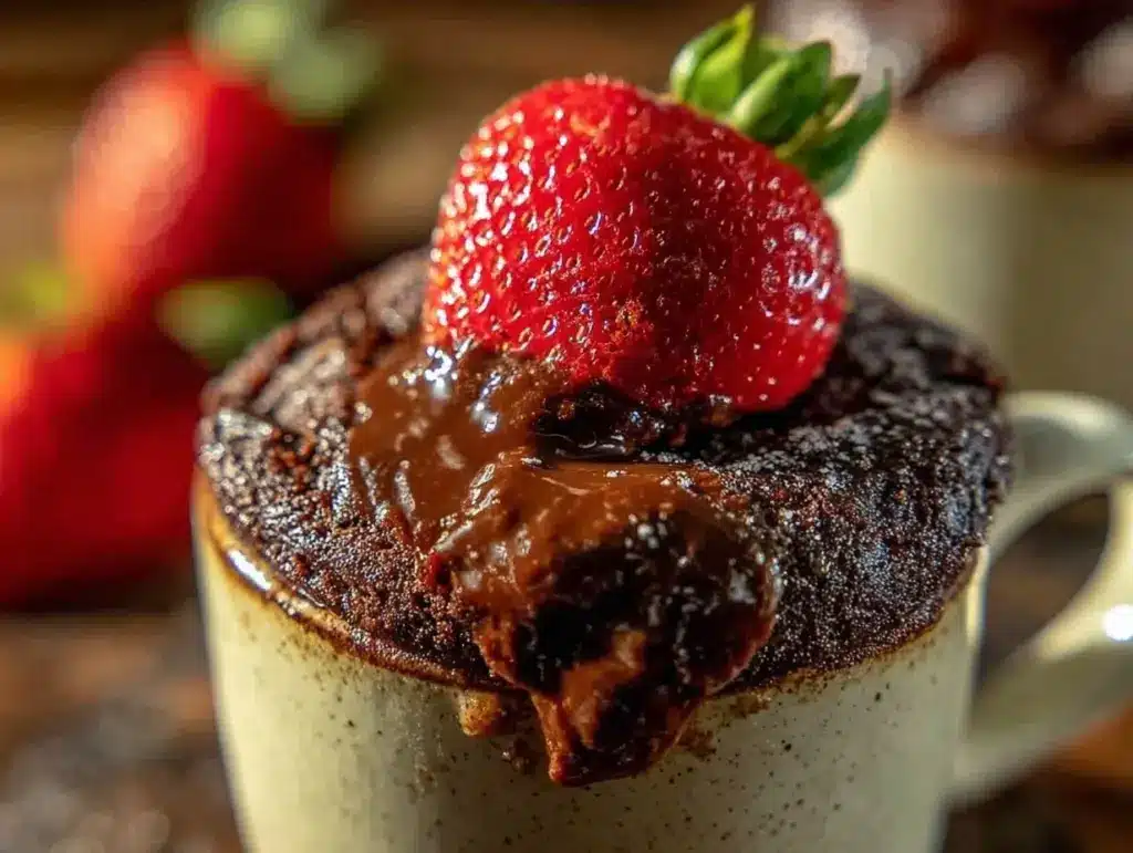 chocolate-covered strawberry mug brownies - featured image