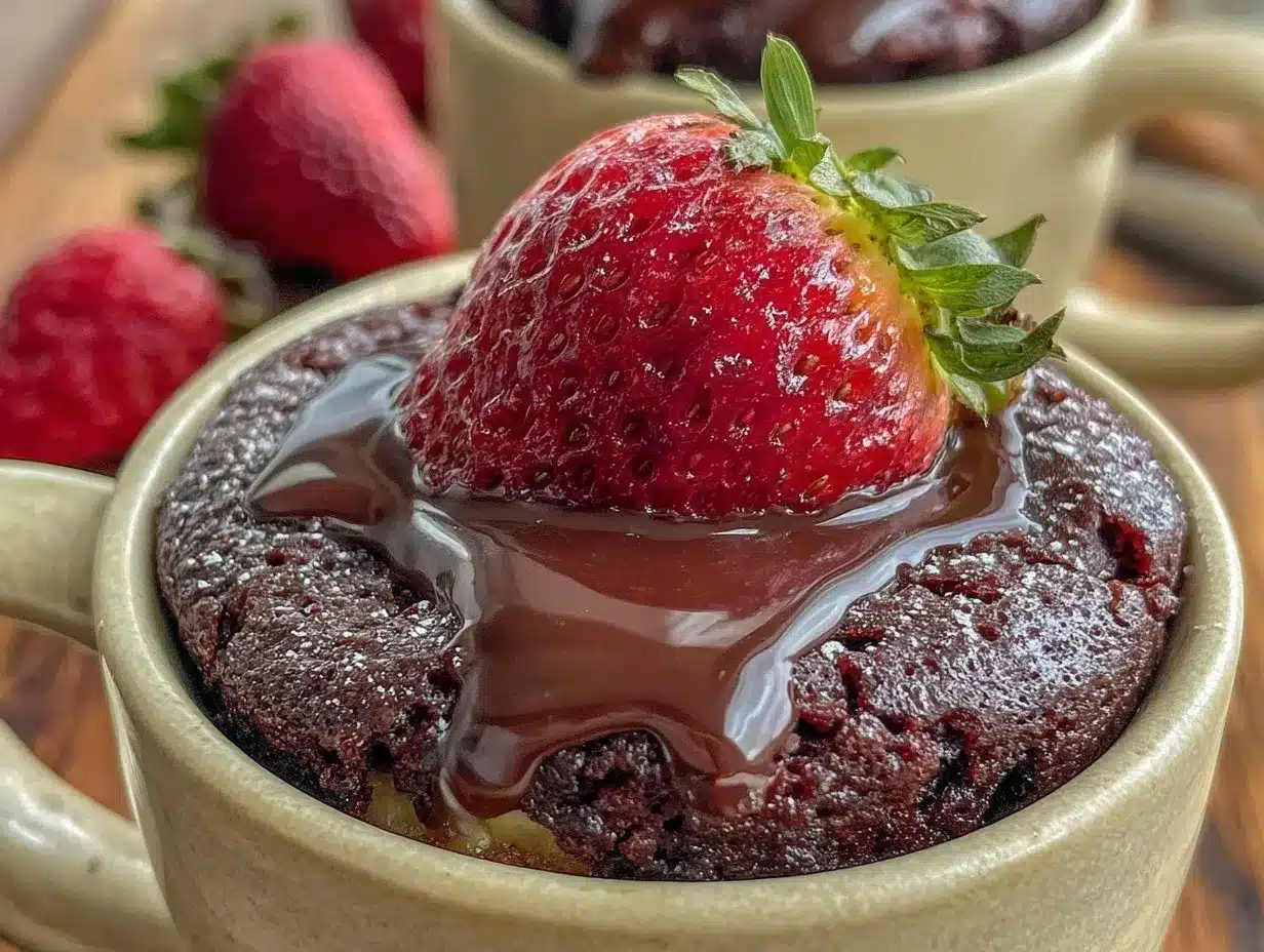 chocolate-covered strawberry mug brownies preparation steps