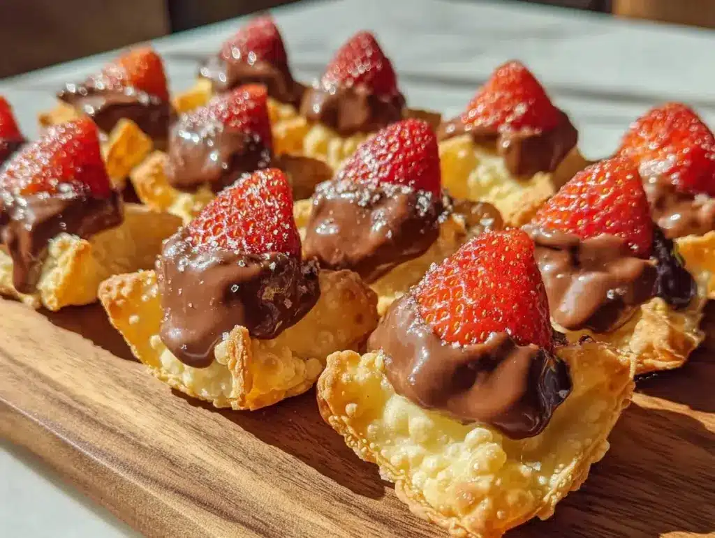 chocolate-covered strawberry wonton bites - featured image
