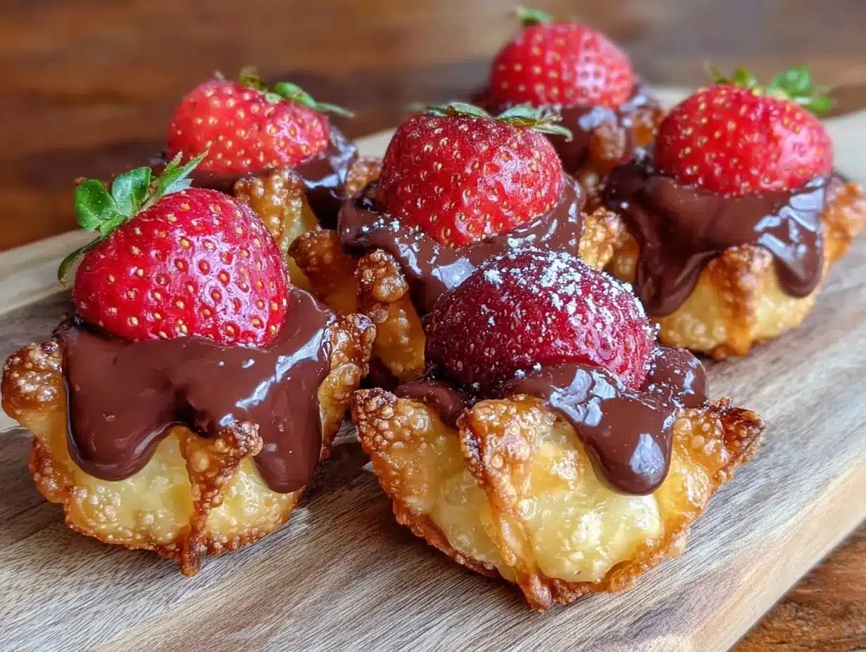 chocolate-covered strawberry wonton bites preparation steps