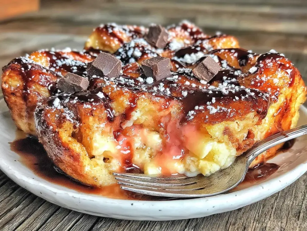 chocolate croissant bread pudding - featured image