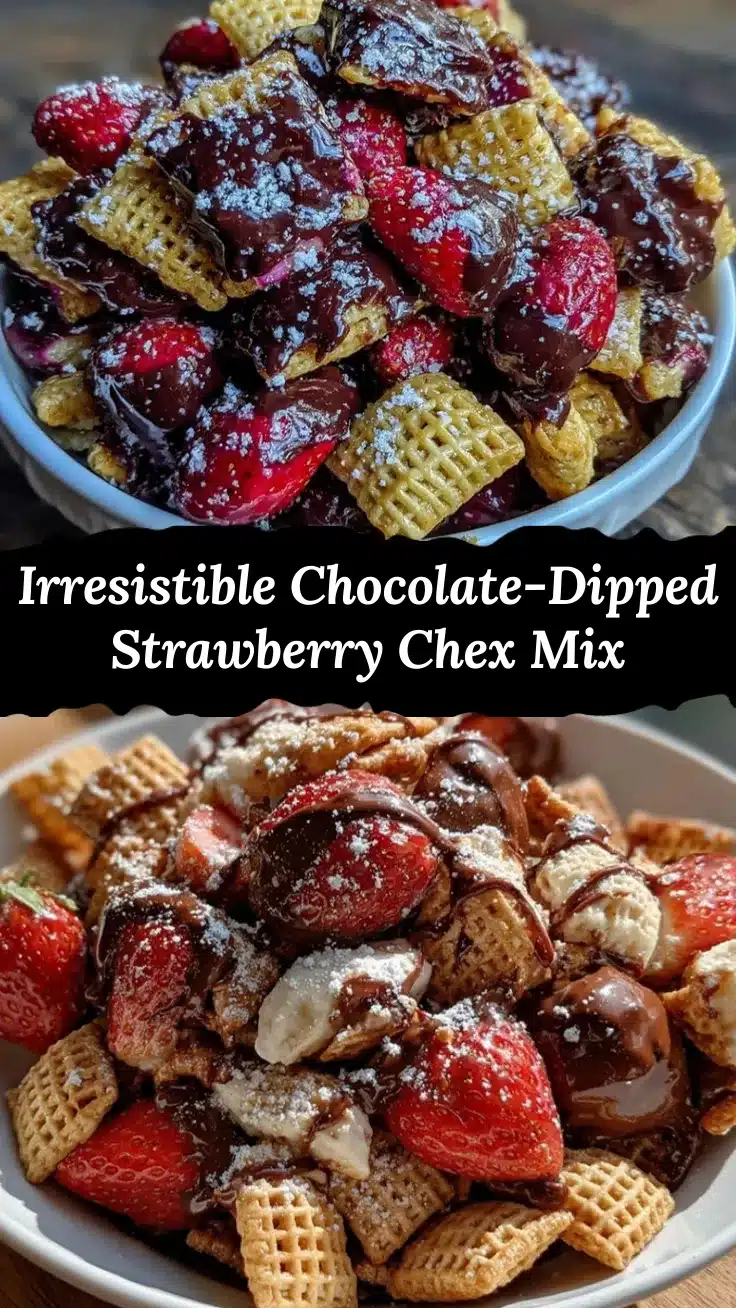 chocolate-dipped strawberry Chex mix recipe
