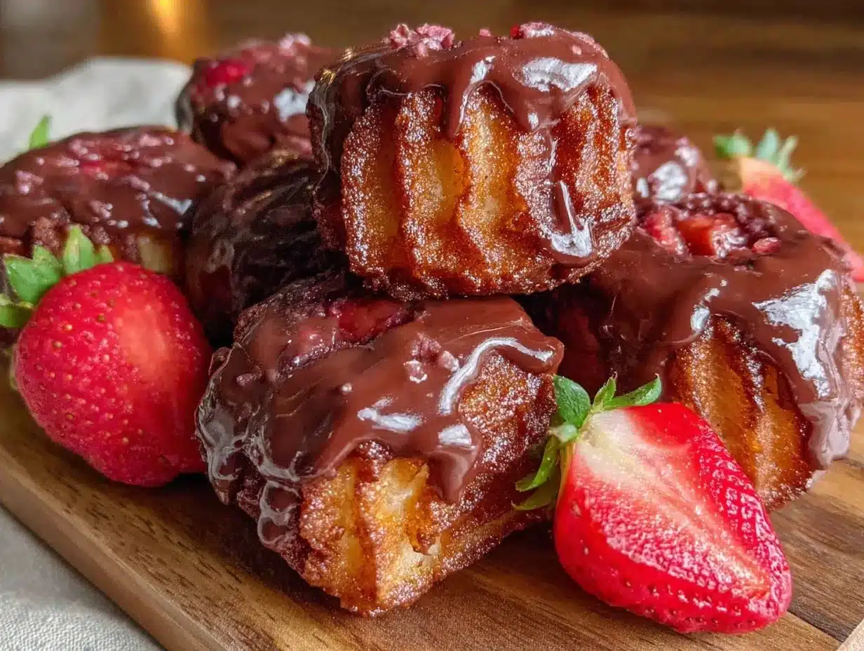 chocolate-dipped strawberry churro bites preparation steps